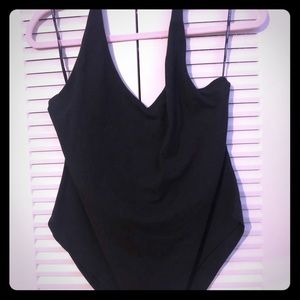 Black halter top body suit